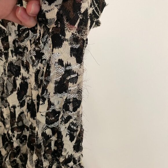 TORRID 0 Plus Size Leopard Lace Babydoll Top Cream Ivory Black Cheetah Animal L - Picture 9 of 16